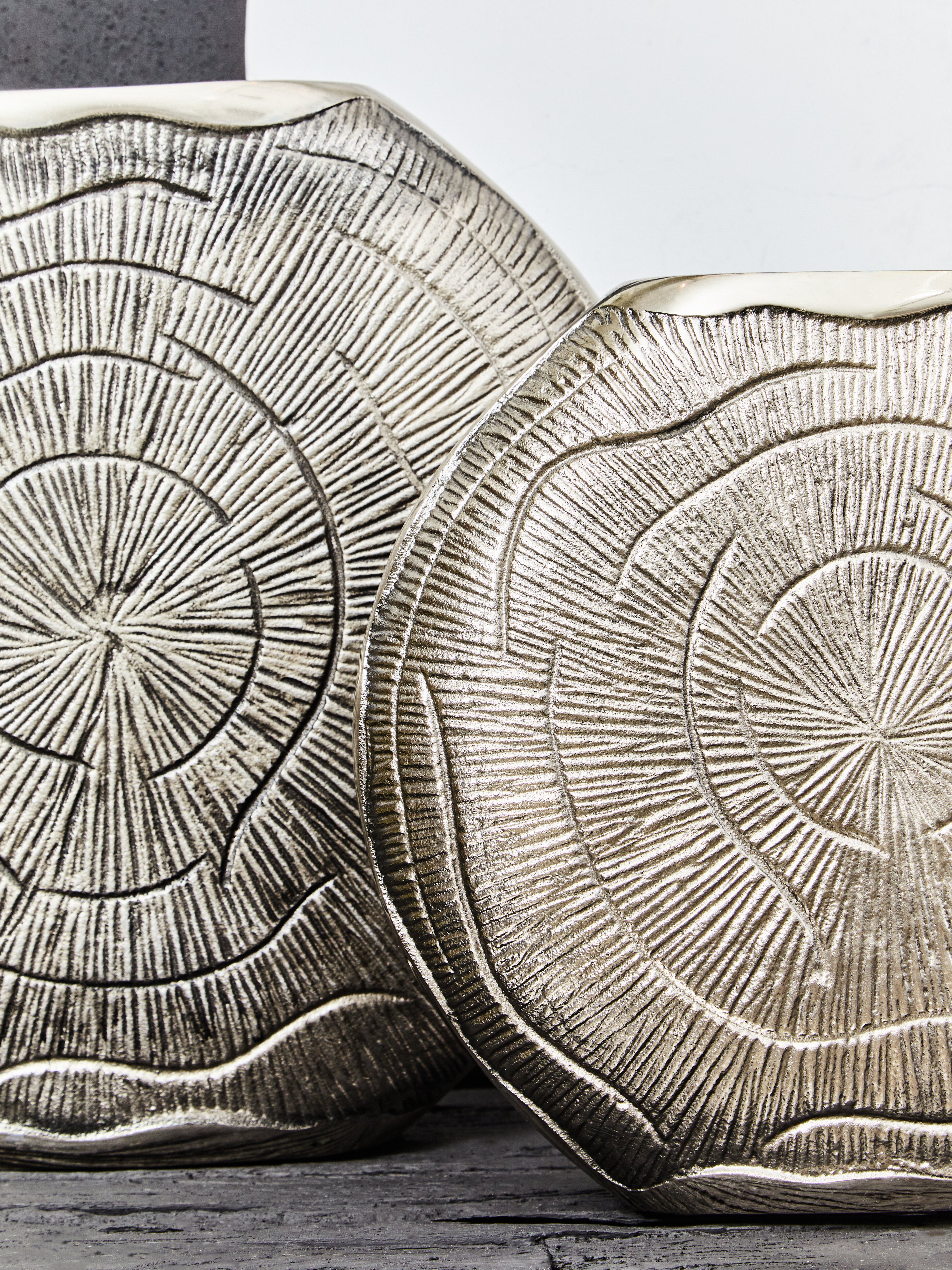 Alid Oak Wood Effect Silver Vase | Small
